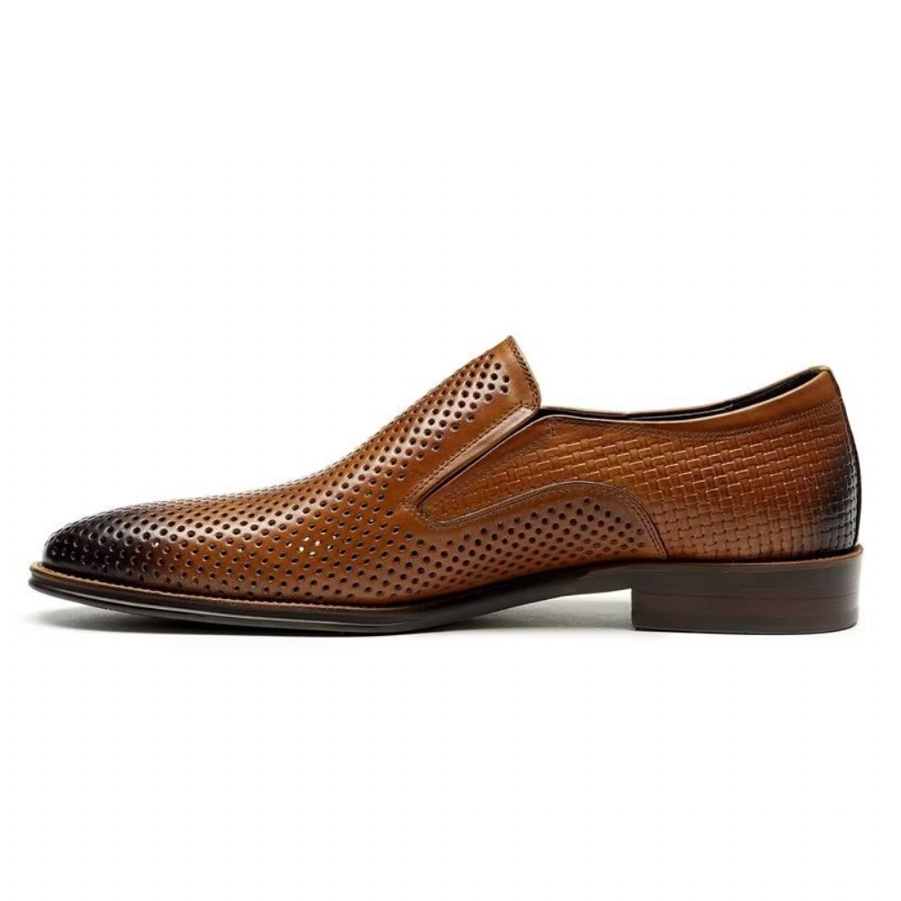 Chaussures Formelles Pour Hommes Cuir Élégant Style Richelieu Mariage Slip-ons - Marron