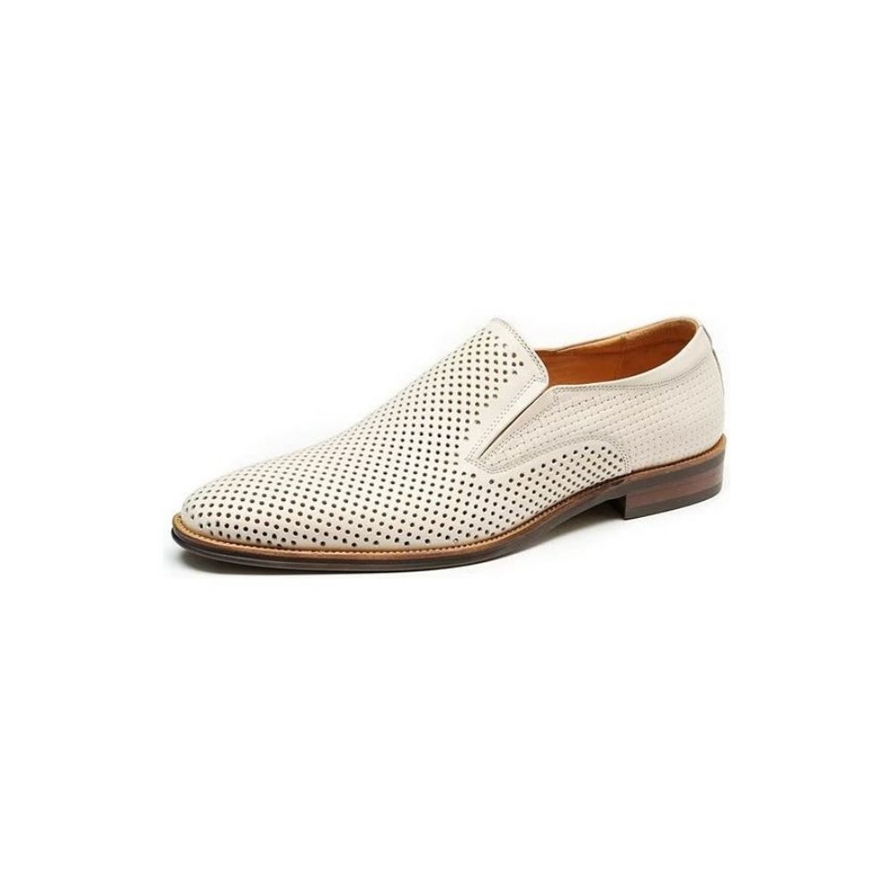 Chaussures Formelles Pour Hommes Cuir Élégant Style Richelieu Mariage Slip-ons - Blanc