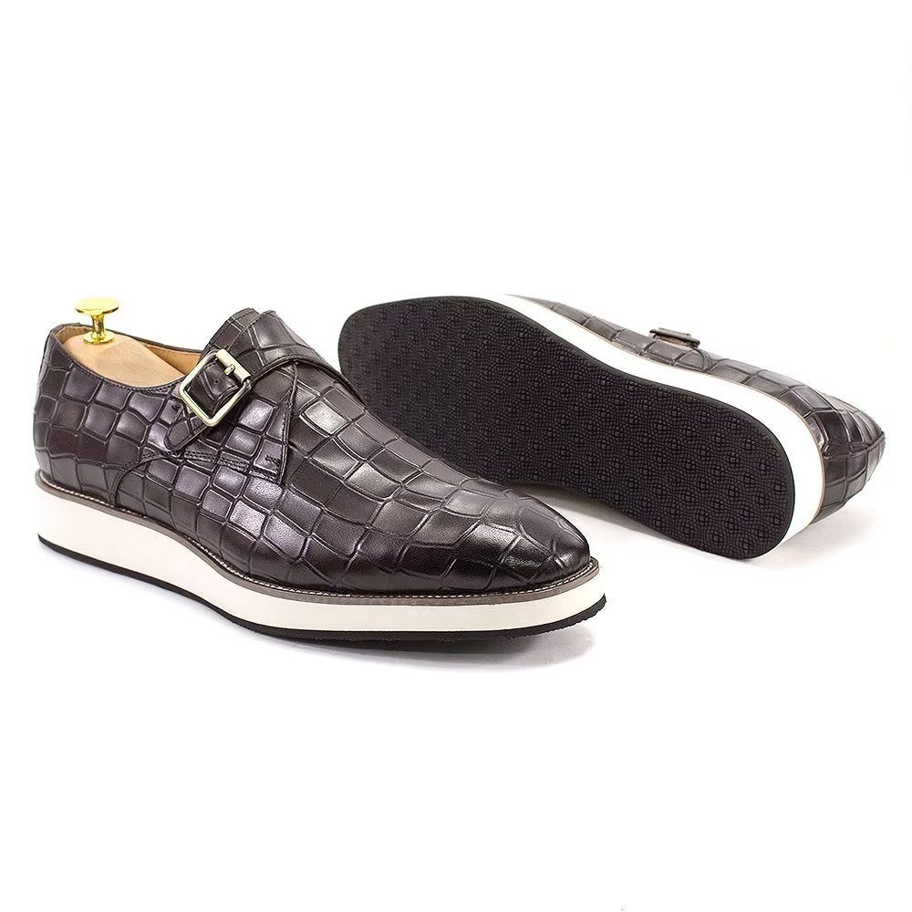 Chaussures Formelles Pour Hommes Cuir Élégant Style Richelieu Oxford Mariage - Café