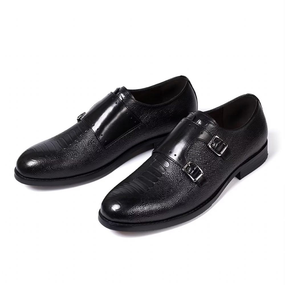 Chaussures Formelles Pour Hommes Cuir À Enfiler Style Exécutif - Noir