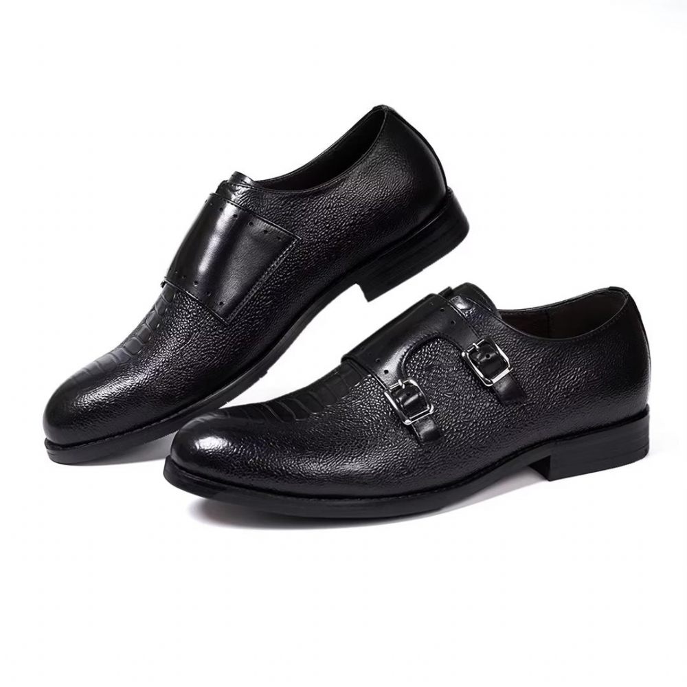 Chaussures Formelles Pour Hommes Cuir À Enfiler Style Exécutif - Noir