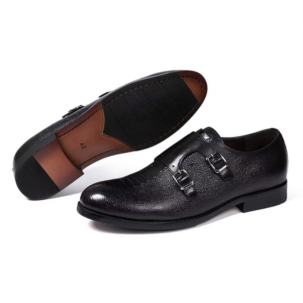 Chaussures Formelles Pour Hommes Cuir À Enfiler Style Exécutif - Noir