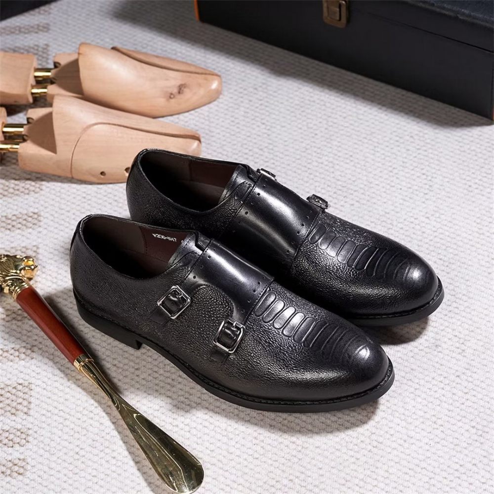 Chaussures Formelles Pour Hommes Cuir À Enfiler Style Exécutif - Noir