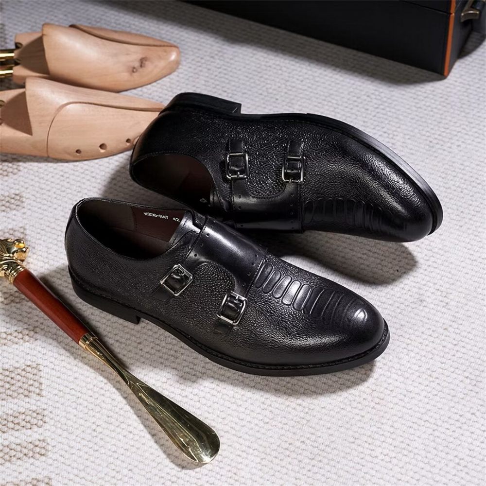 Chaussures Formelles Pour Hommes Cuir À Enfiler Style Exécutif - Noir