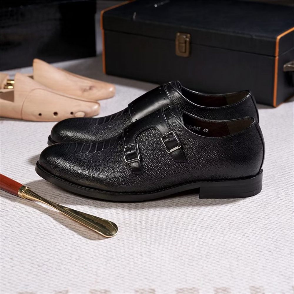 Chaussures Formelles Pour Hommes Cuir À Enfiler Style Exécutif - Noir