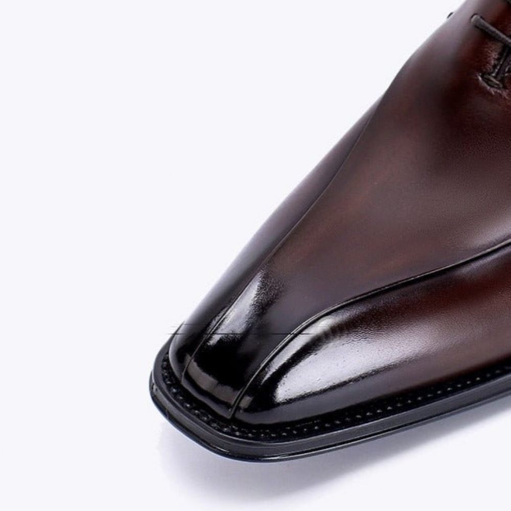 Chaussures Formelles Pour Hommes Cuir Exotique À Lacets Richelieus Mariage - Café