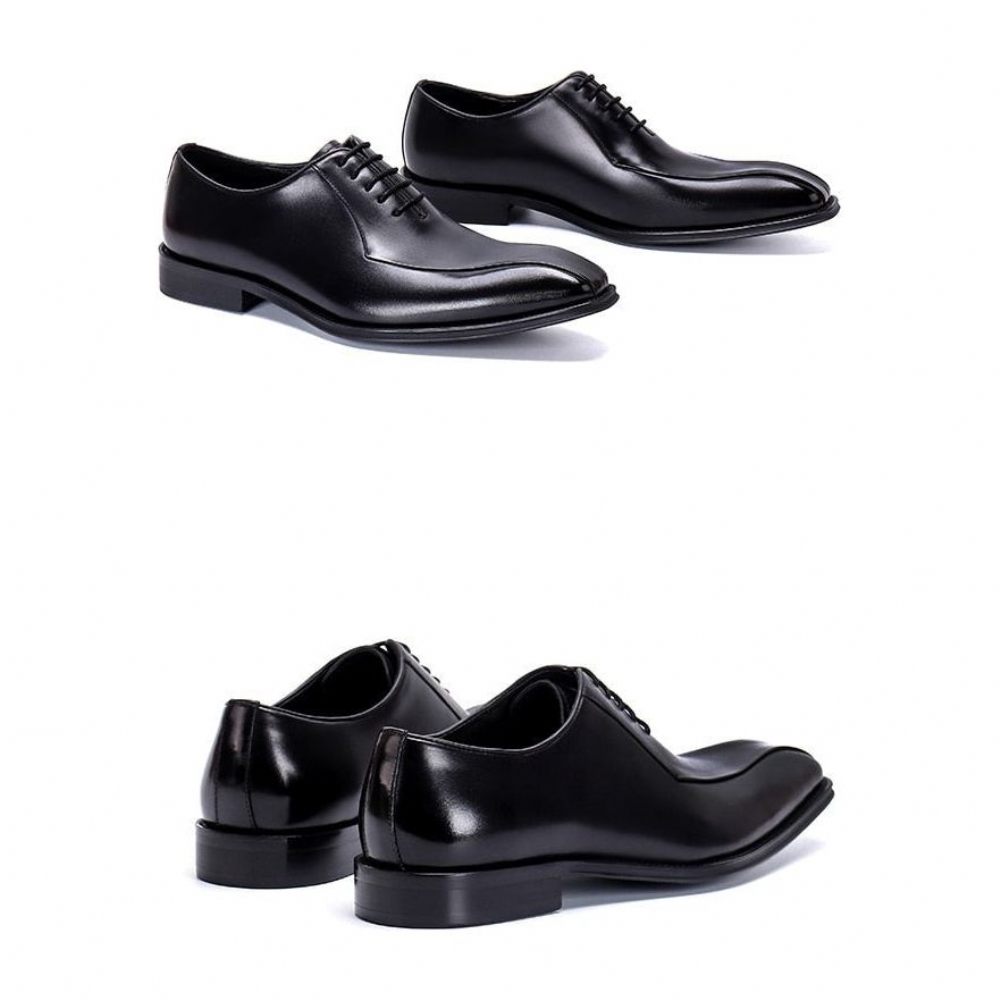 Chaussures Formelles Pour Hommes Cuir Exotique À Lacets Richelieus Mariage - Noir