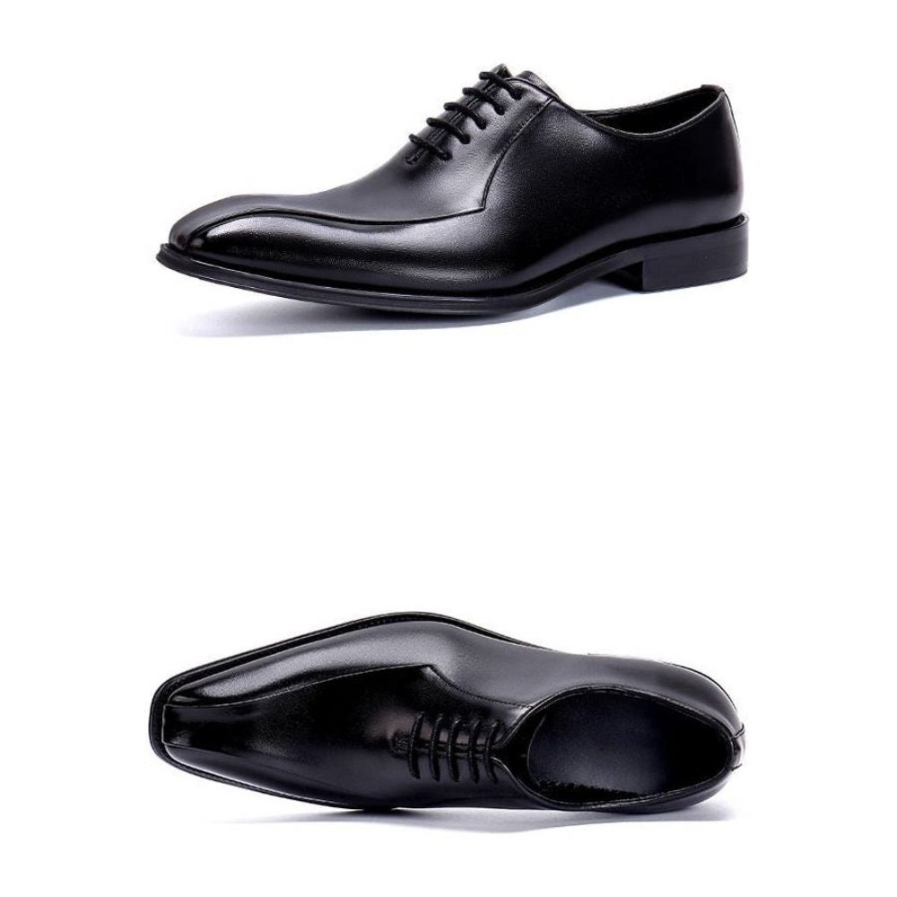 Chaussures Formelles Pour Hommes Cuir Exotique À Lacets Richelieus Mariage - Noir