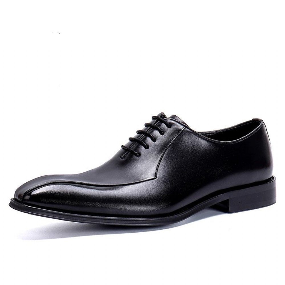 Chaussures Formelles Pour Hommes Cuir Exotique À Lacets Richelieus Mariage - Noir