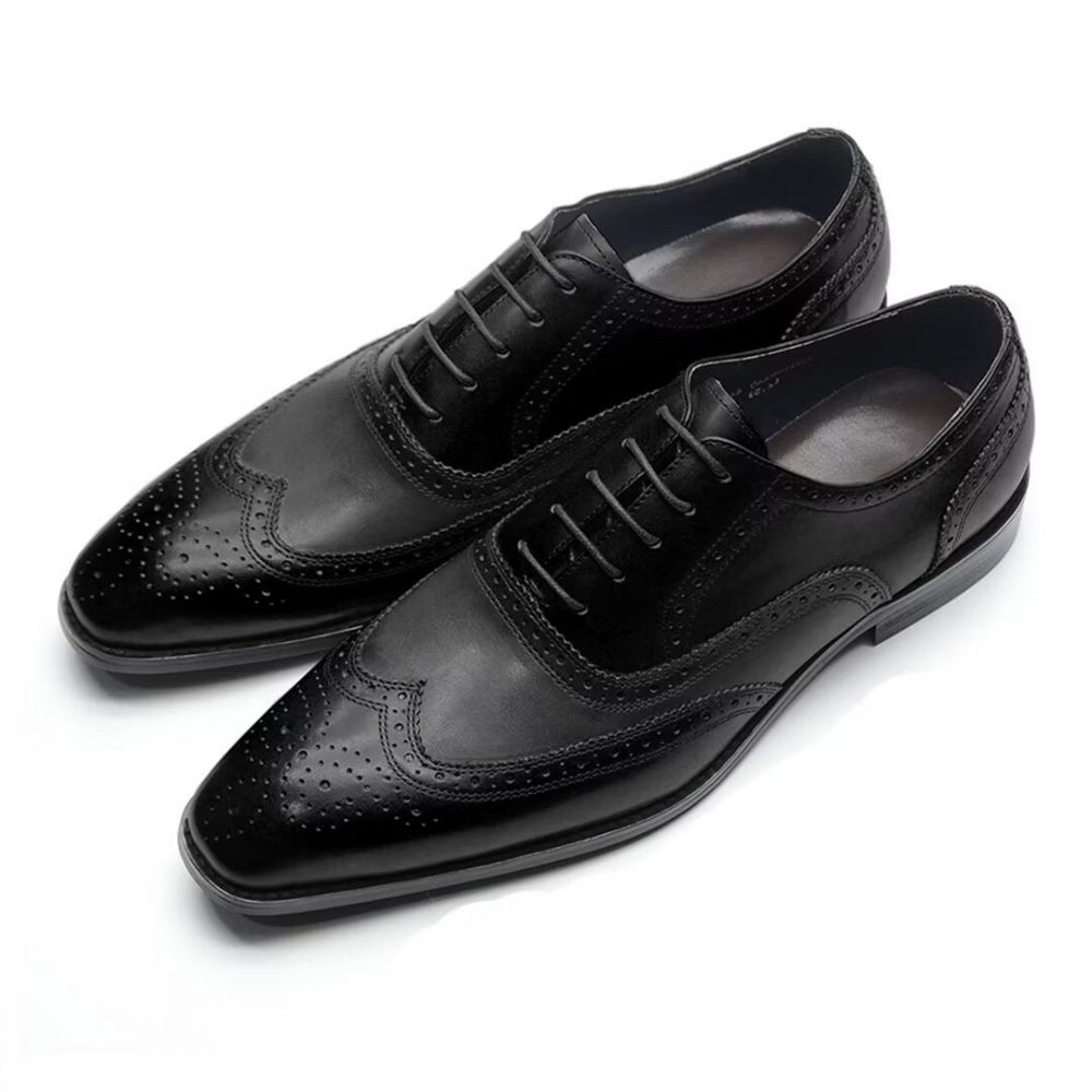 Chaussures Formelles Pour Hommes Cuir À Lacets Confort Haut Gamme - Noir