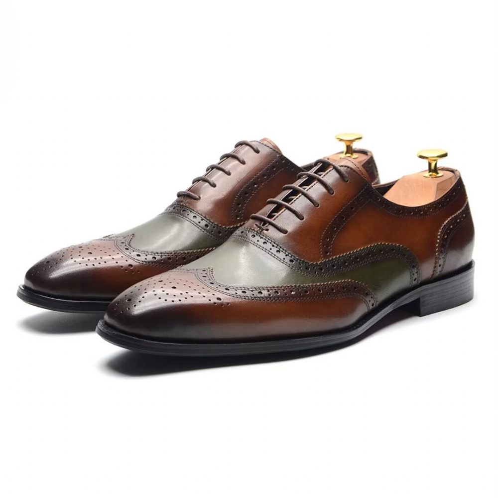 Chaussures Formelles Pour Hommes Cuir À Lacets Confort Haut Gamme - Marron