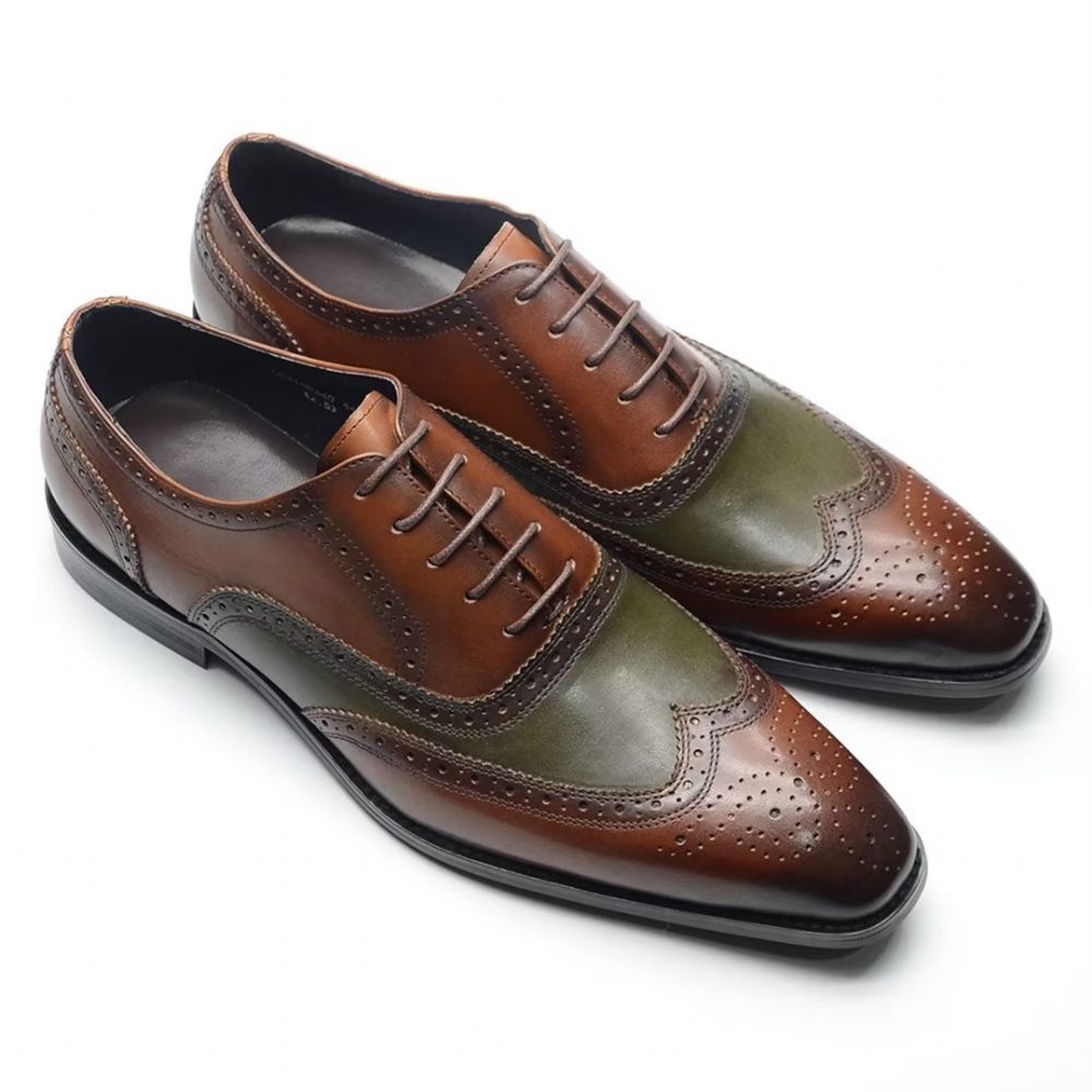 Chaussures Formelles Pour Hommes Cuir À Lacets Confort Haut Gamme - Marron