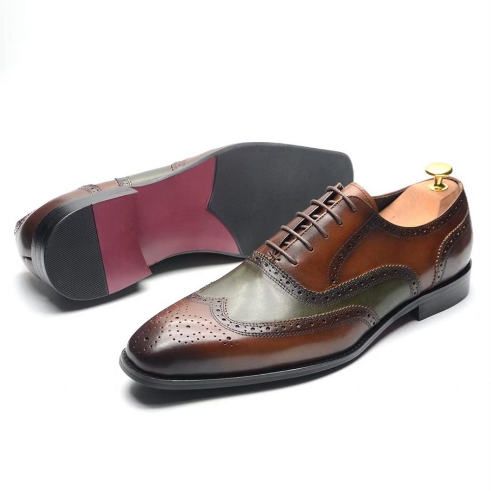 Chaussures Formelles Pour Hommes Cuir À Lacets Confort Haut Gamme - Marron