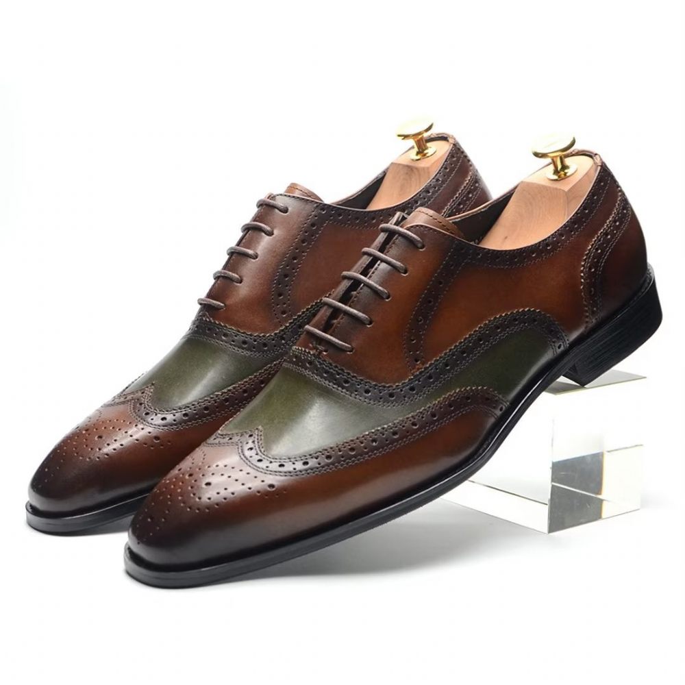 Chaussures Formelles Pour Hommes Cuir À Lacets Confort Haut Gamme - Marron