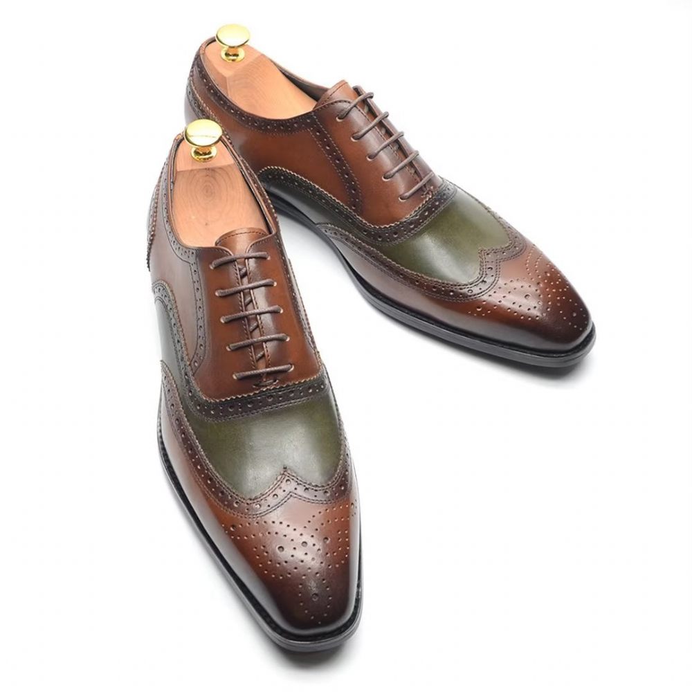 Chaussures Formelles Pour Hommes Cuir À Lacets Confort Haut Gamme - Marron