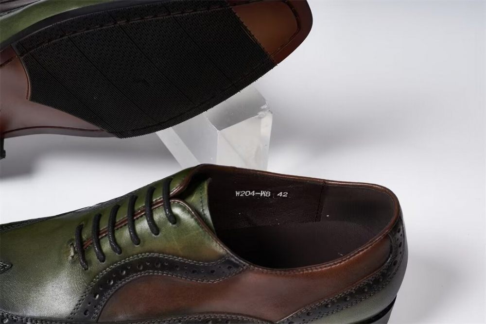 Chaussures Formelles Pour Hommes Cuir À Lacets Confort Haut Gamme - Vert