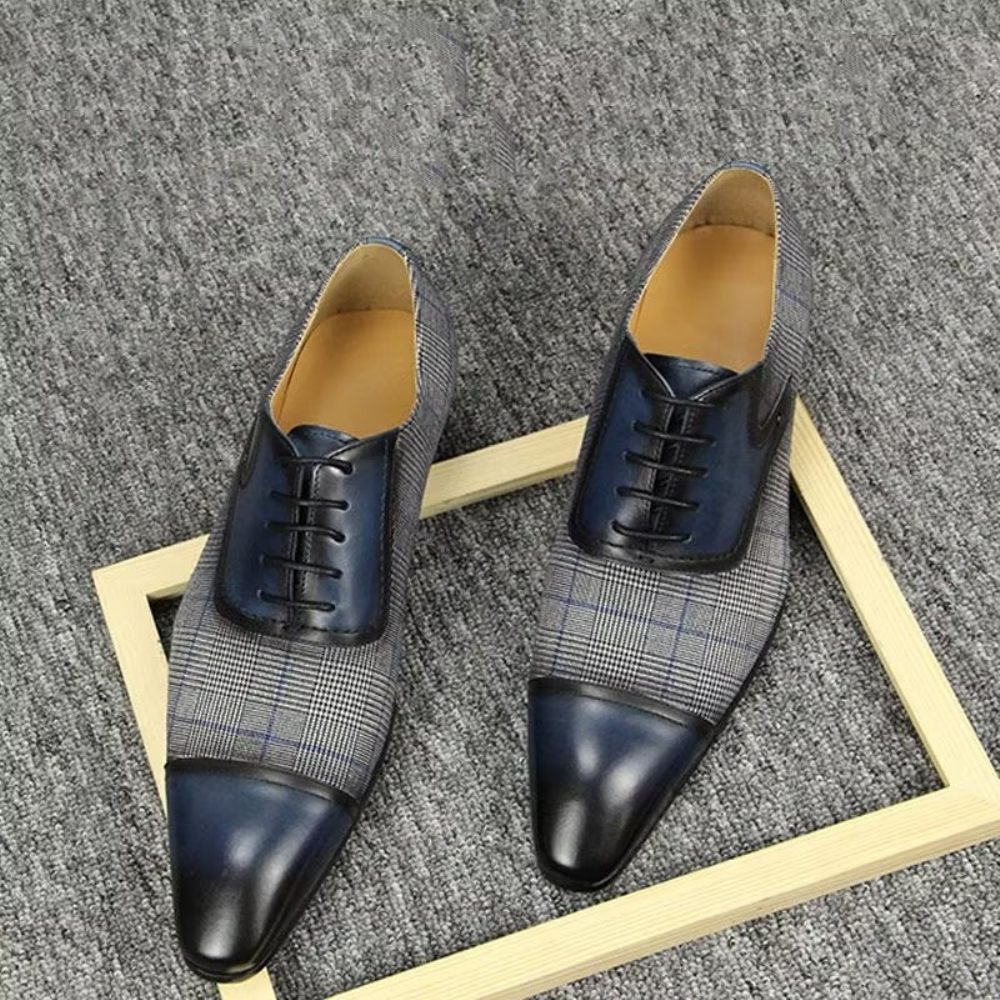 Chaussures Formelles Pour Hommes Cuir Luxe Richelieu Mariage Élégantes - Bleu