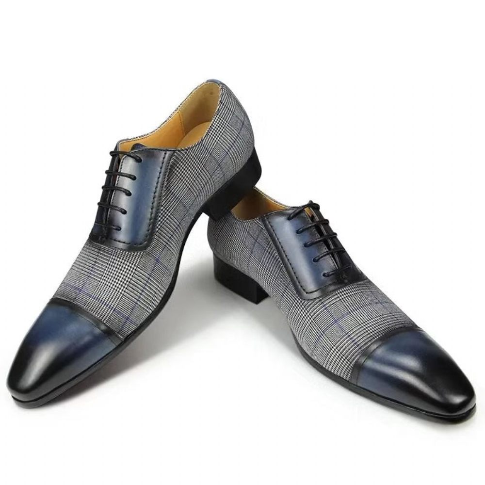 Chaussures Formelles Pour Hommes Cuir Luxe Richelieu Mariage Élégantes - Bleu