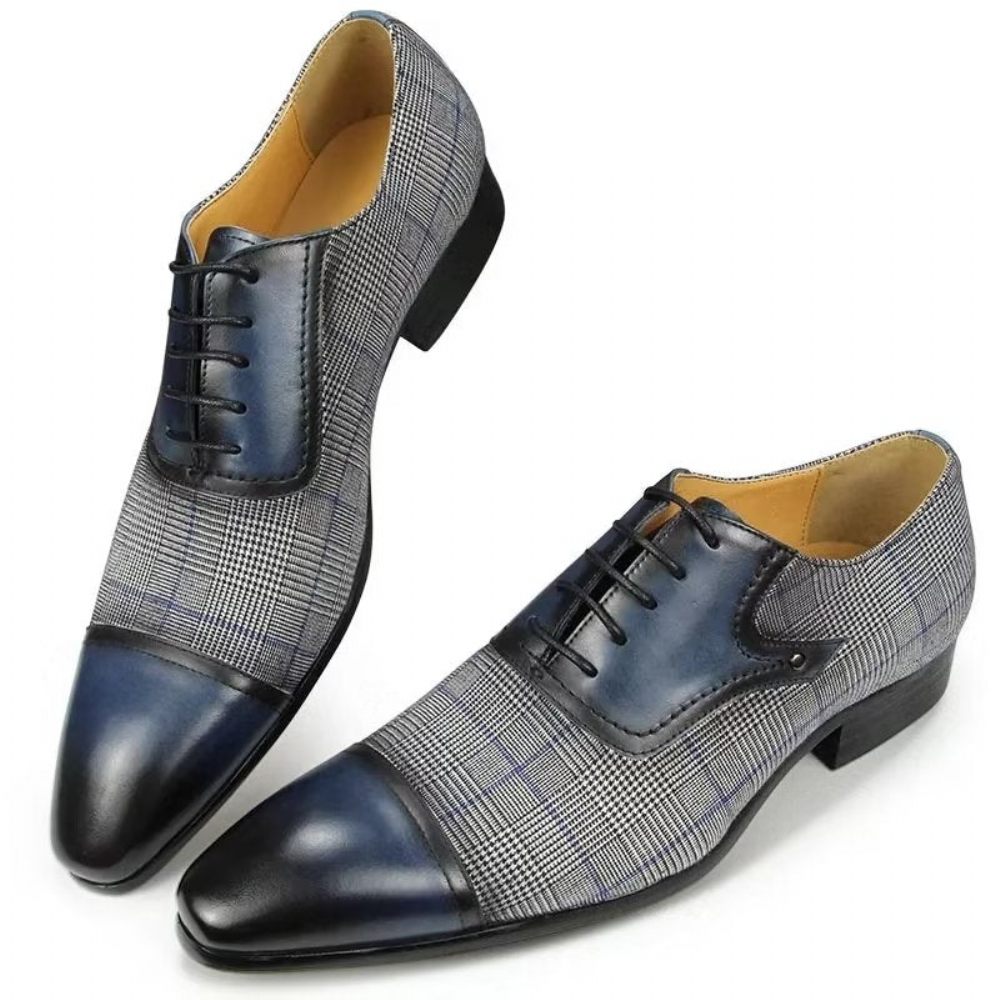 Chaussures Formelles Pour Hommes Cuir Luxe Richelieu Mariage Élégantes - Bleu