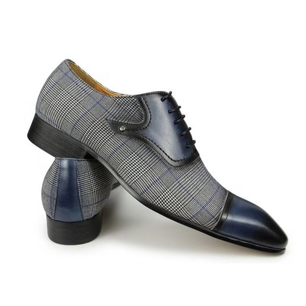 Chaussures Formelles Pour Hommes Cuir Luxe Richelieu Mariage Élégantes - Bleu