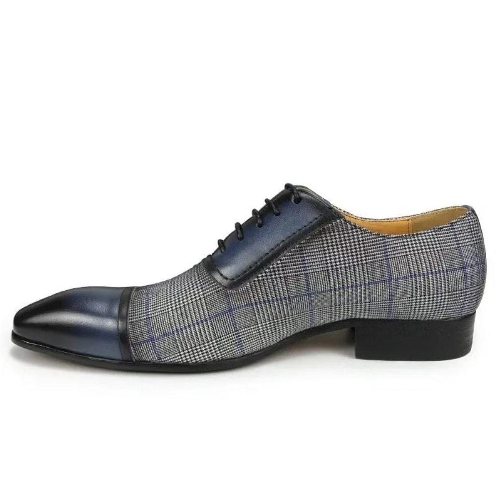 Chaussures Formelles Pour Hommes Cuir Luxe Richelieu Mariage Élégantes - Bleu