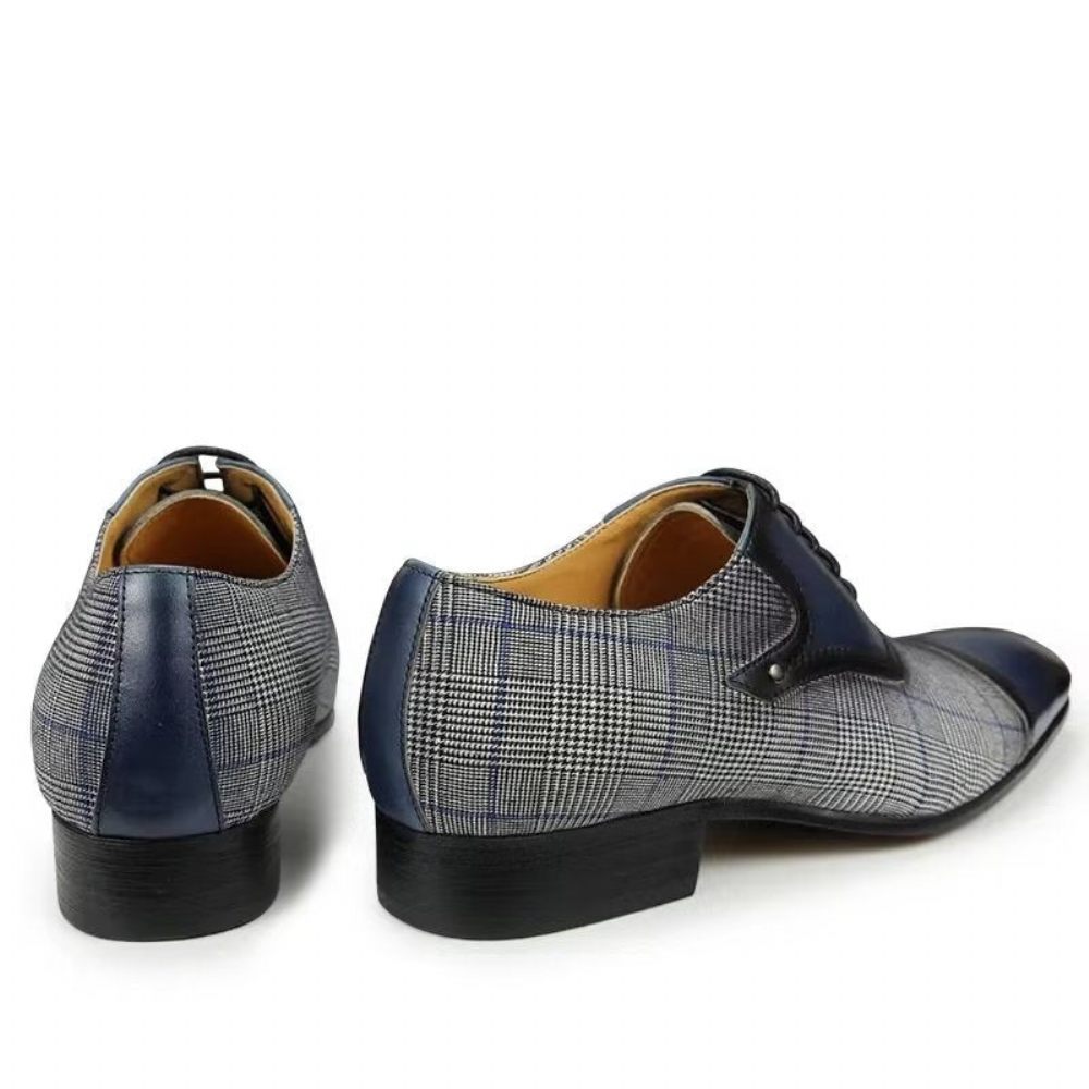 Chaussures Formelles Pour Hommes Cuir Luxe Richelieu Mariage Élégantes - Bleu