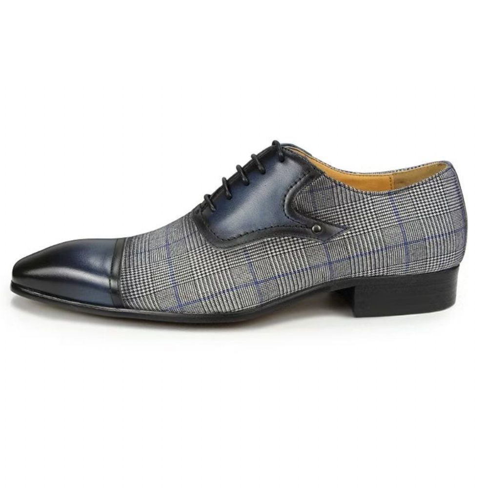 Chaussures Formelles Pour Hommes Cuir Luxe Richelieu Mariage Élégantes - Bleu