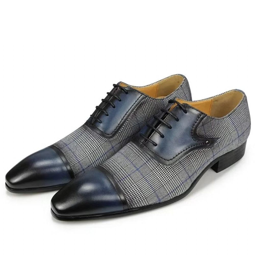 Chaussures Formelles Pour Hommes Cuir Luxe Richelieu Mariage Élégantes - Bleu