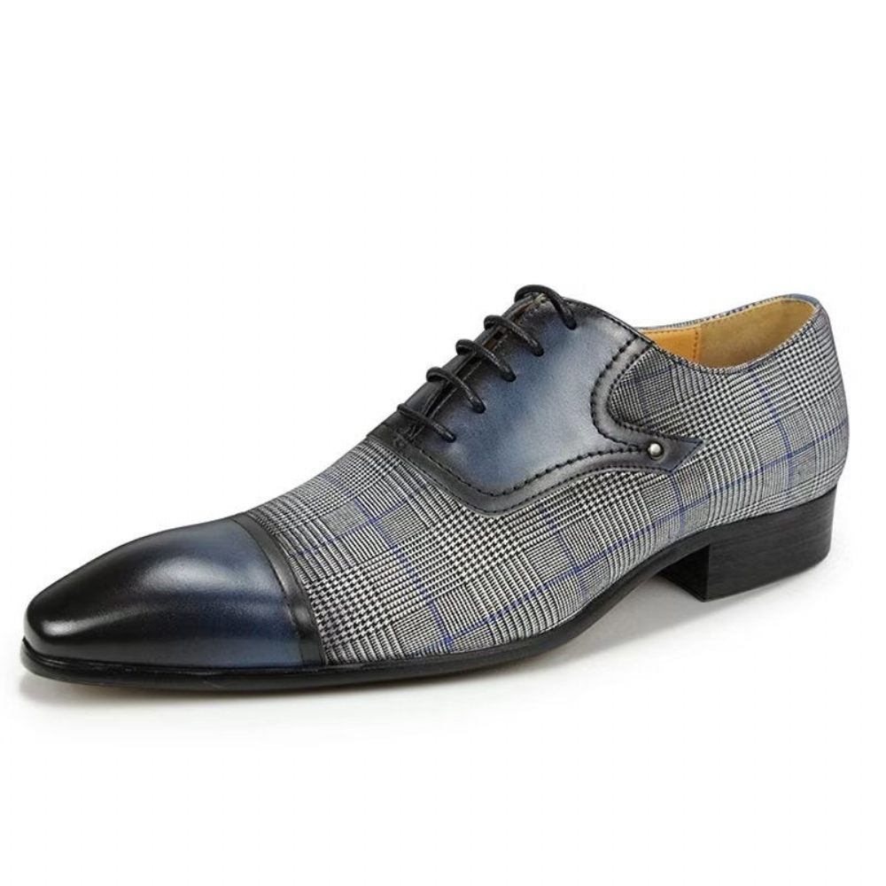 Chaussures Formelles Pour Hommes Cuir Luxe Richelieu Mariage Élégantes - Bleu