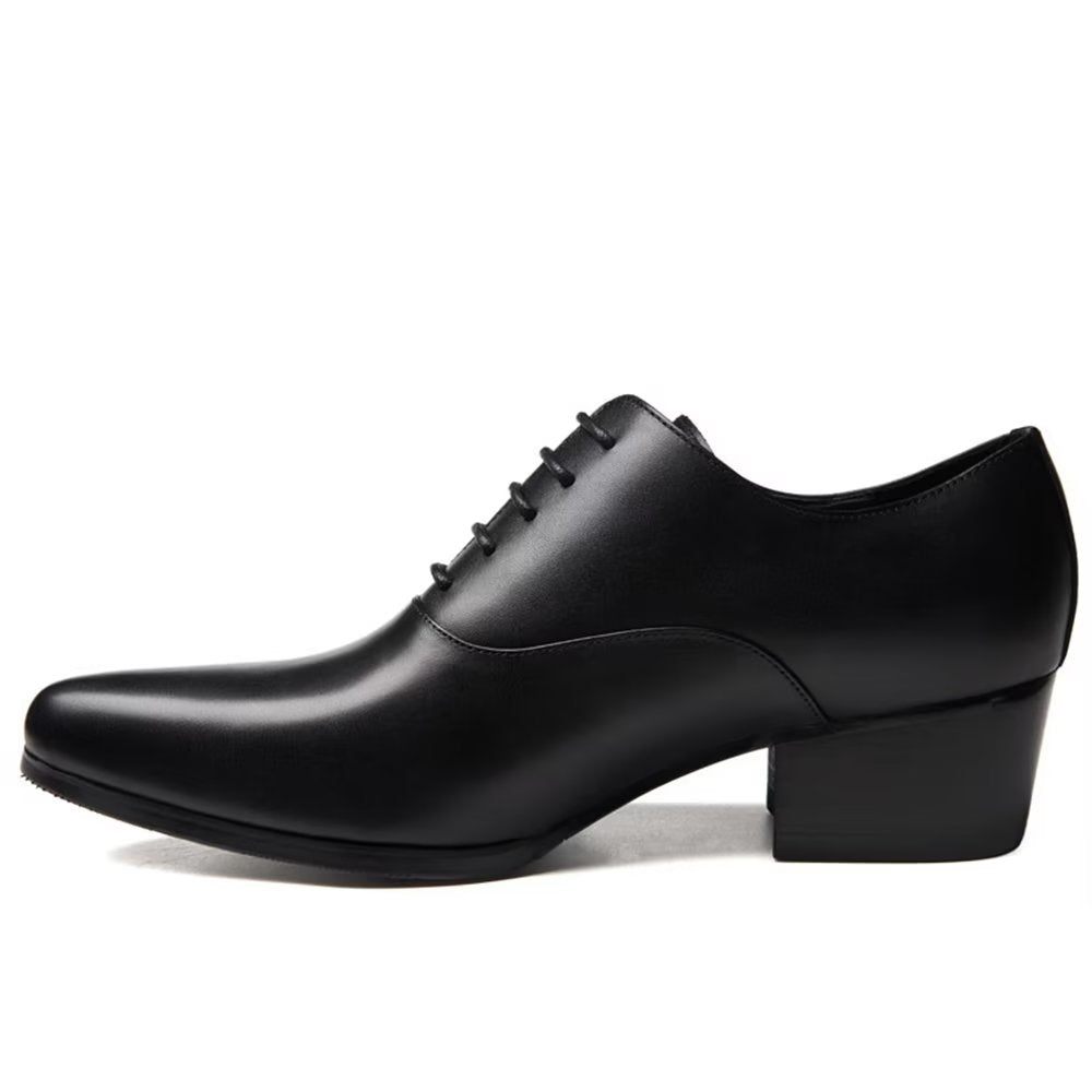 Chaussures Formelles Pour Hommes Cuir Raffiné À Bout Pointu Habillées Oxford Chics - Noir