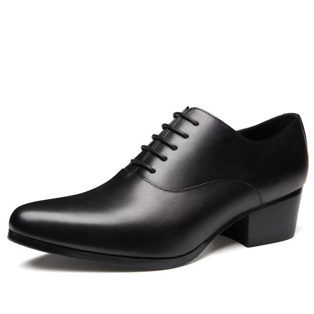 Chaussures Formelles Pour Hommes Cuir Raffiné À Bout Pointu Habillées Oxford Chics - Noir