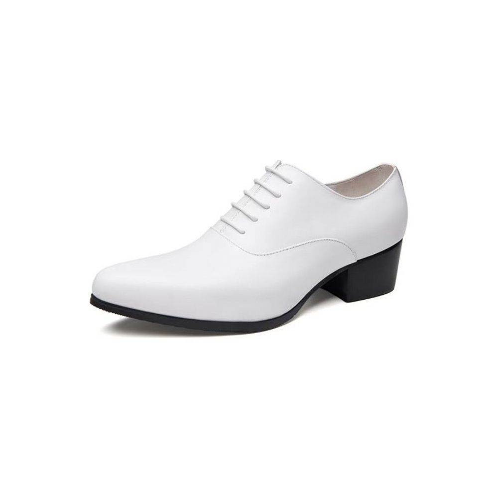 Chaussures Formelles Pour Hommes Cuir Raffiné À Bout Pointu Habillées Oxford Chics - Blanc