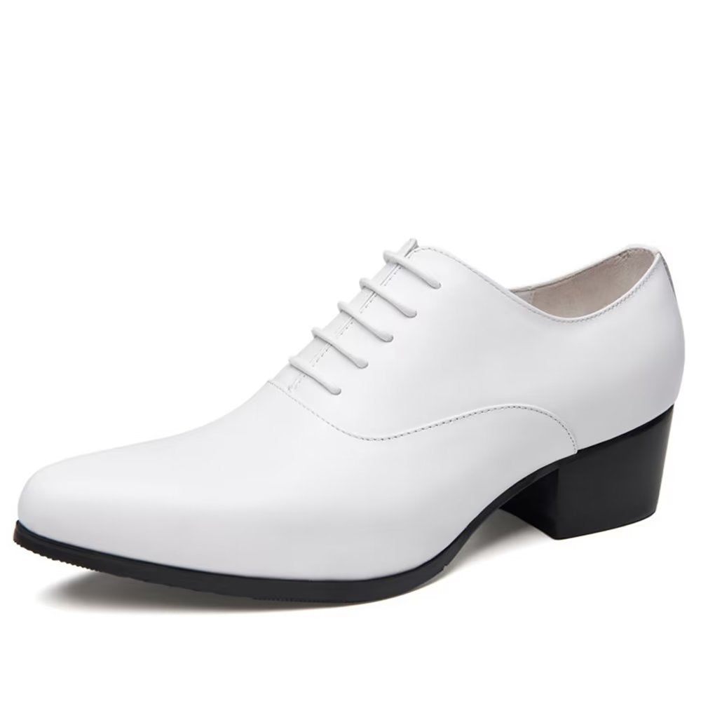 Chaussures Formelles Pour Hommes Cuir Raffiné À Bout Pointu Habillées Oxford Chics - Blanc