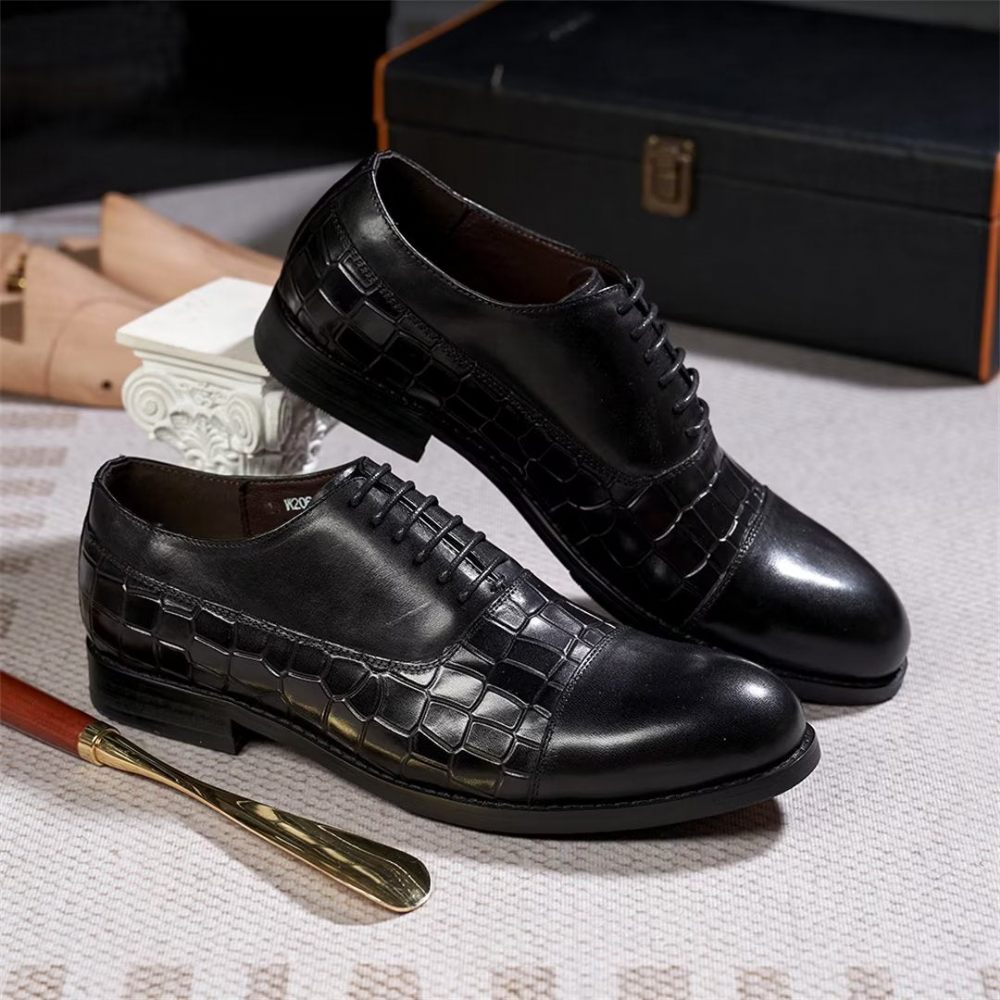 Chaussures Formelles Pour Hommes Cuir Remplies Panache - Noir