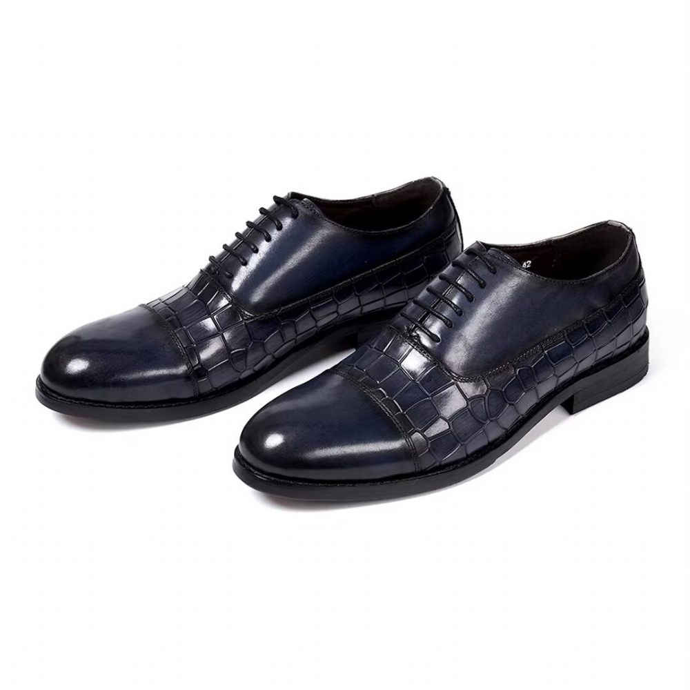 Chaussures Formelles Pour Hommes Cuir Remplies Panache - Bleu