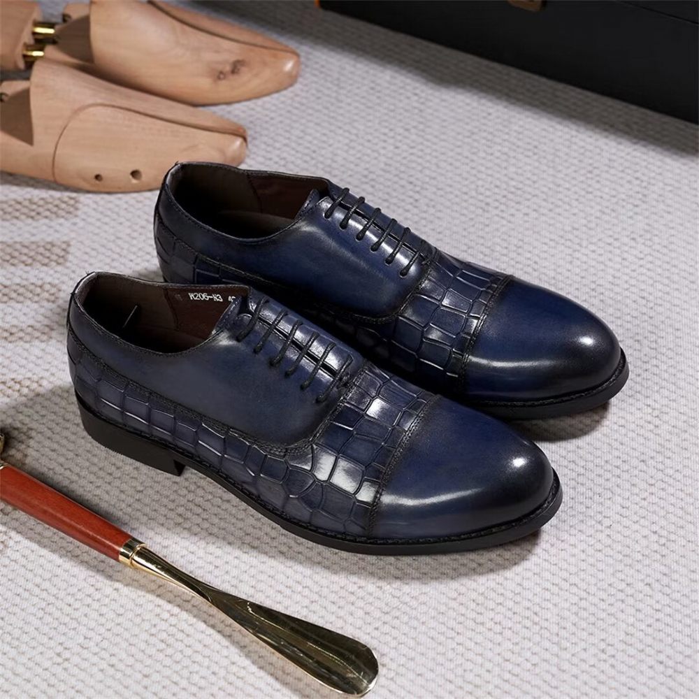 Chaussures Formelles Pour Hommes Cuir Remplies Panache - Bleu