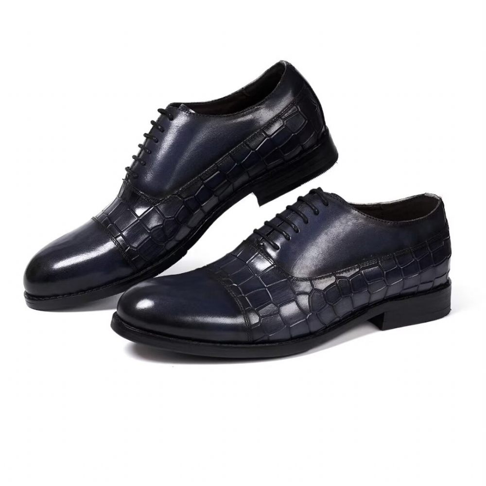 Chaussures Formelles Pour Hommes Cuir Remplies Panache - Bleu