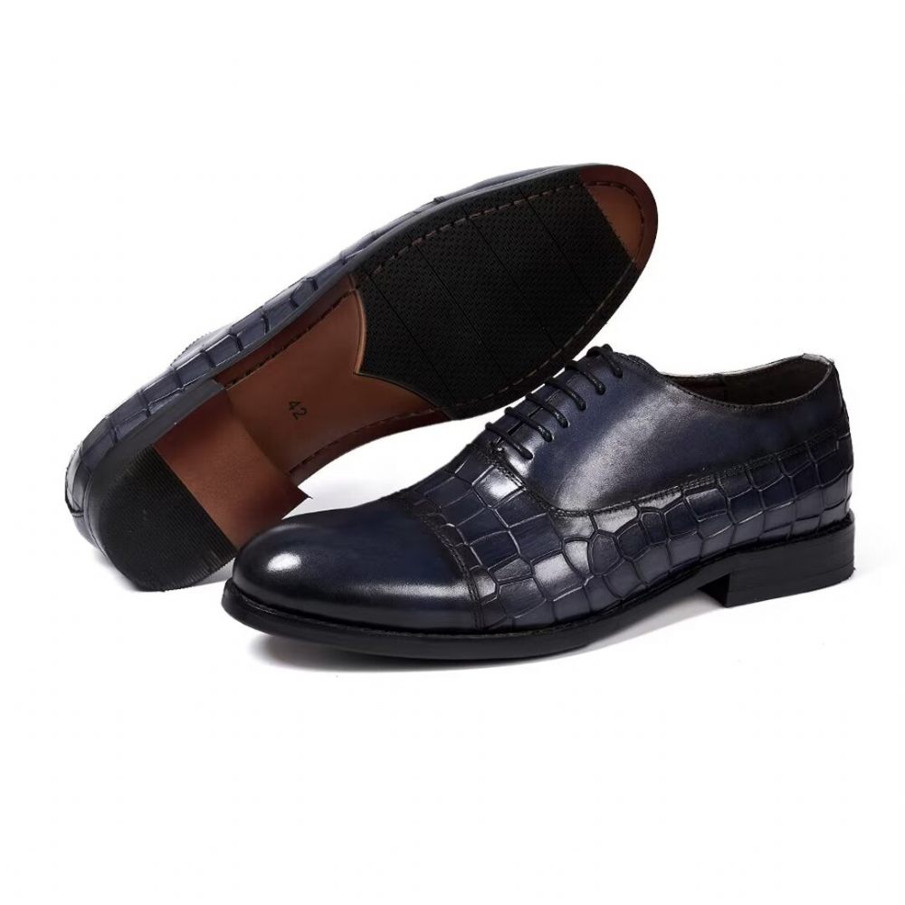 Chaussures Formelles Pour Hommes Cuir Remplies Panache - Bleu