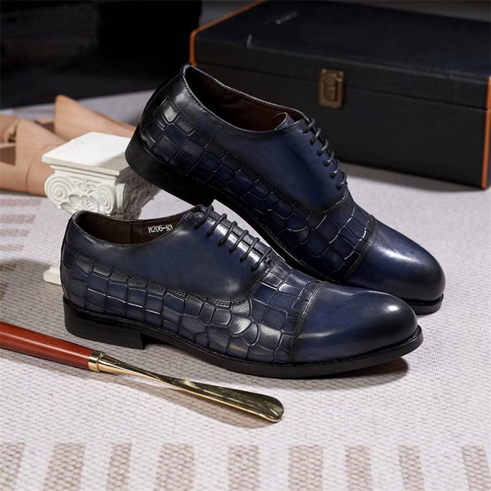 Chaussures Formelles Pour Hommes Cuir Remplies Panache - Bleu