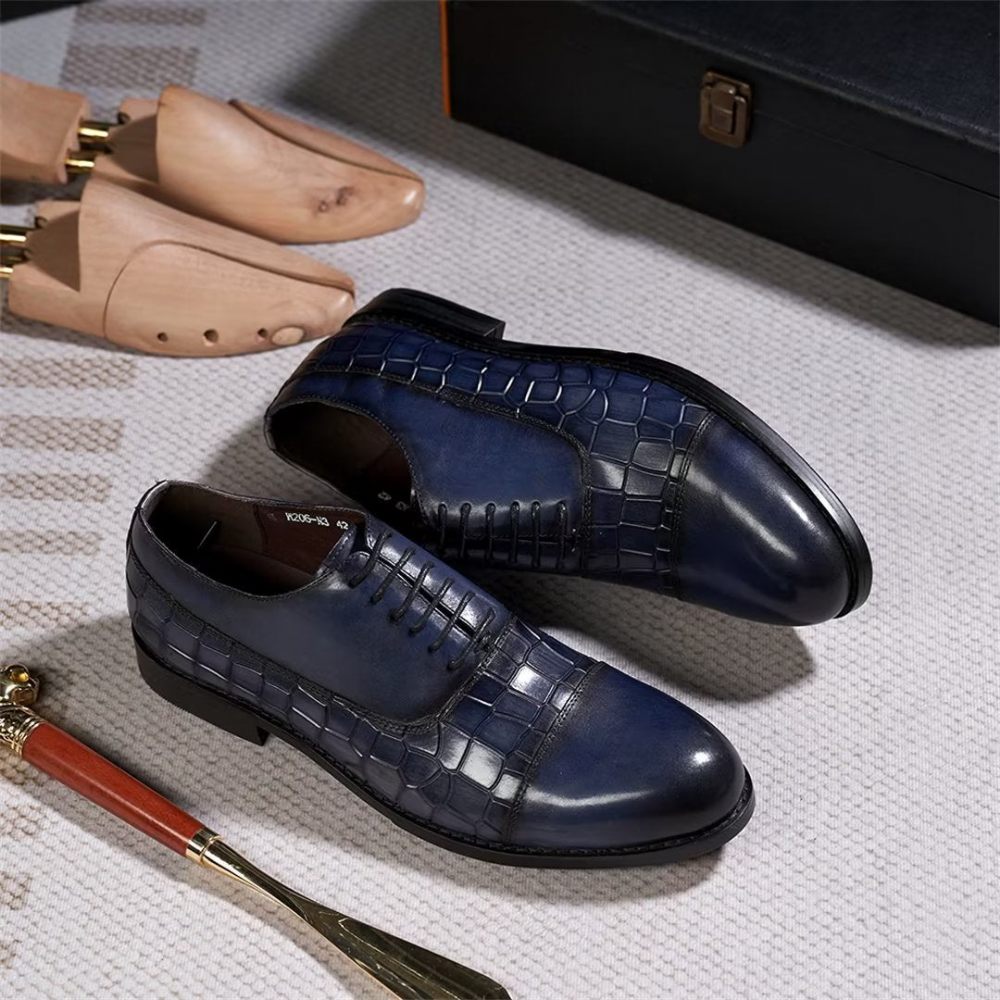 Chaussures Formelles Pour Hommes Cuir Remplies Panache - Bleu