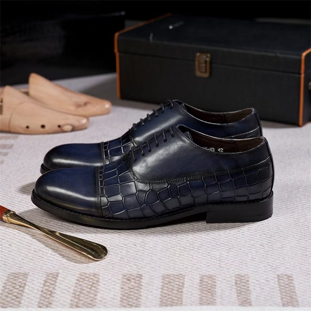 Chaussures Formelles Pour Hommes Cuir Remplies Panache - Bleu