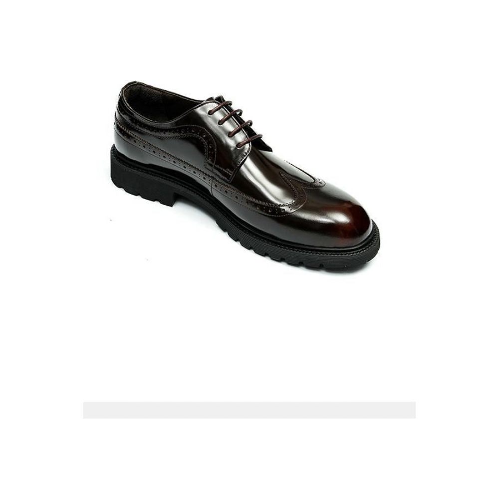 Chaussures Formelles Pour Hommes Cuir Vache Habillées Oxford Brillantes - Noir