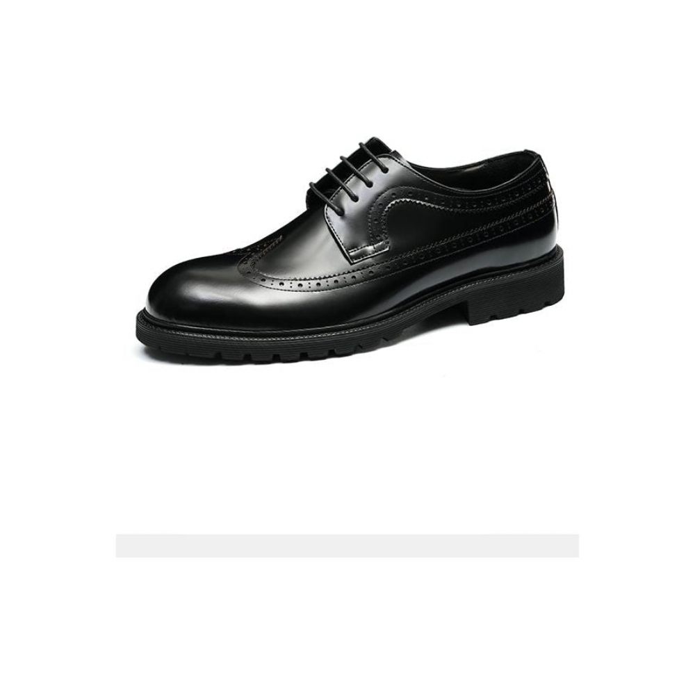 Chaussures Formelles Pour Hommes Cuir Vache Habillées Oxford Brillantes - Noir