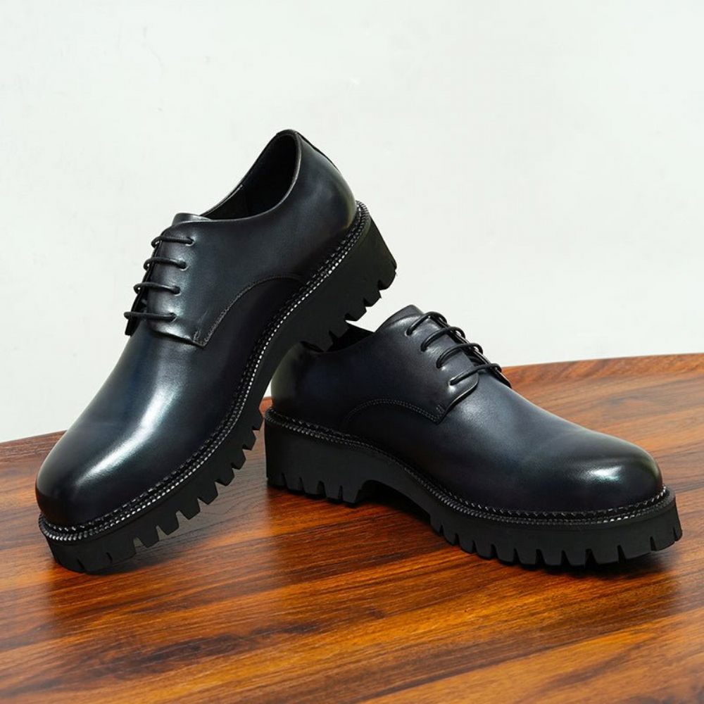 Chaussures Formelles Pour Hommes Cuir Vache À Lacets Richelieu - Noir