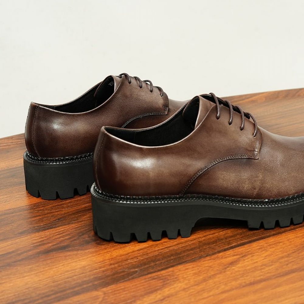 Chaussures Formelles Pour Hommes Cuir Vache À Lacets Richelieu - Café