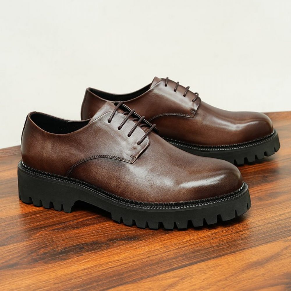 Chaussures Formelles Pour Hommes Cuir Vache À Lacets Richelieu - Café