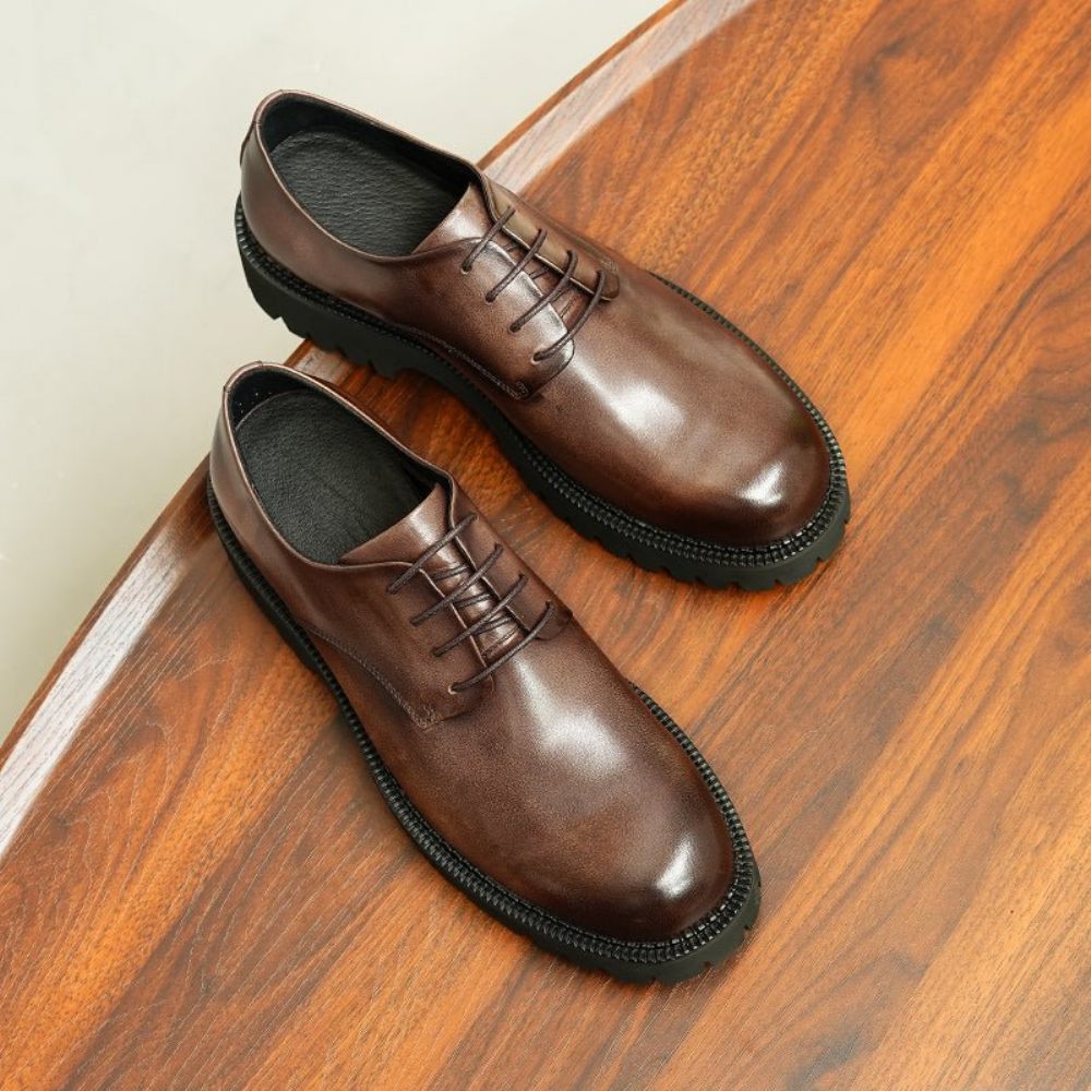 Chaussures Formelles Pour Hommes Cuir Vache À Lacets Richelieu - Café