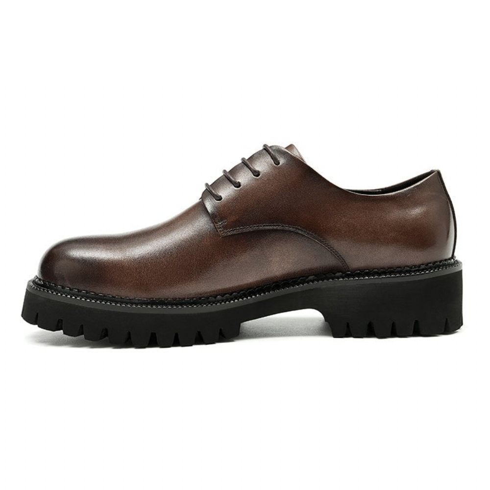 Chaussures Formelles Pour Hommes Cuir Vache À Lacets Richelieu - Café