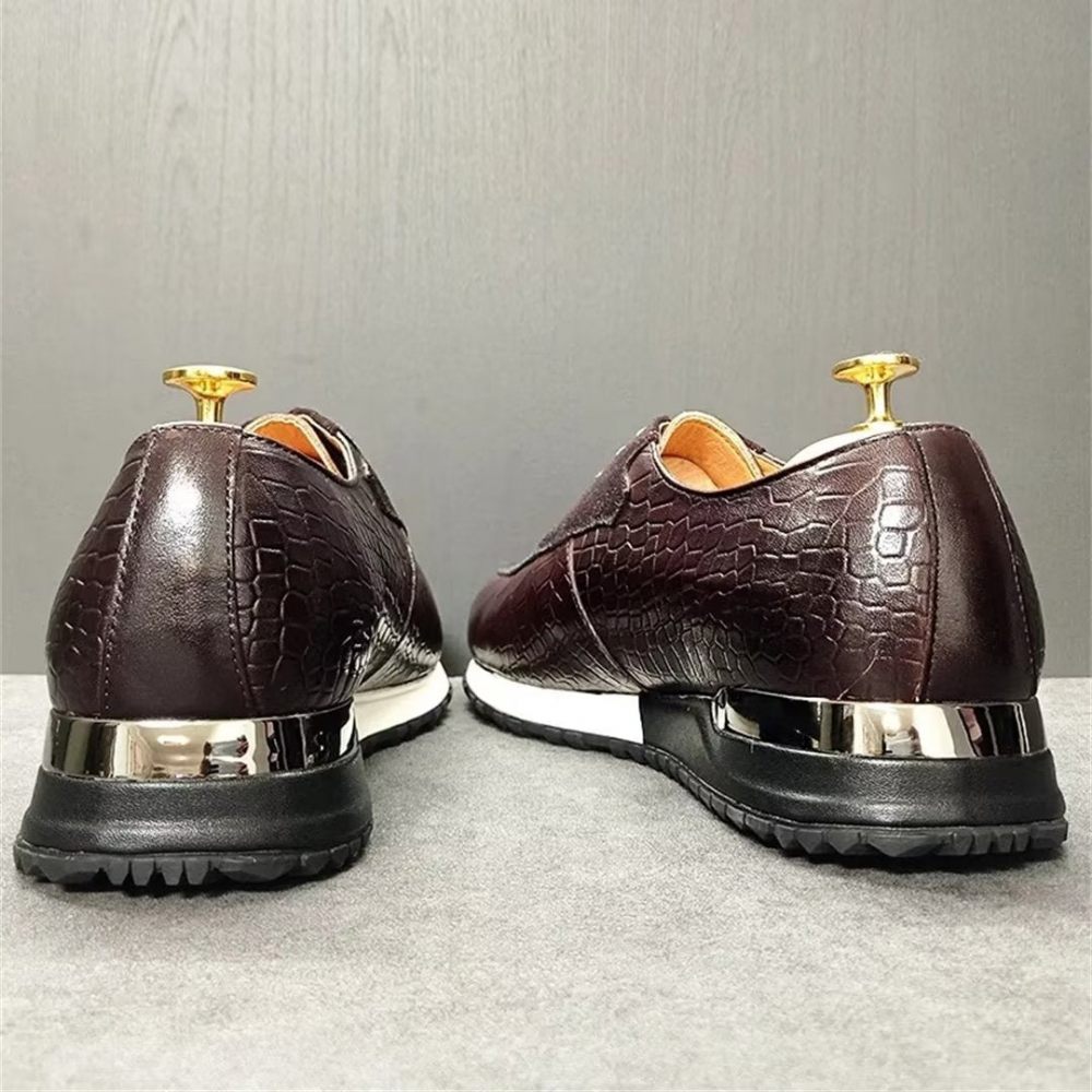 Chaussures Formelles Pour Hommes Cuir Véritable À Bout Rond Oxfords D'automne - Café