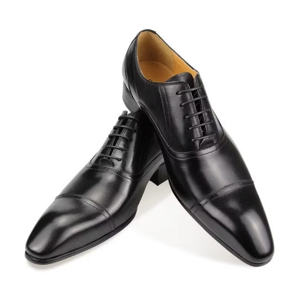 Chaussures Formelles Pour Hommes Cuir Véritable Élégance Richelieu Mariage - Noir